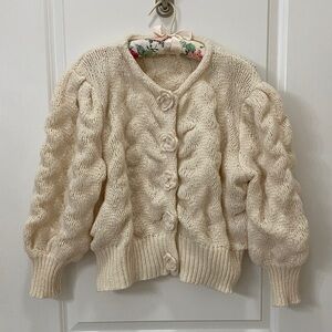 En Creme Textured Cream Cardigan